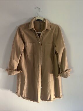 & Other Stories Tan Button-Front Mini Dress